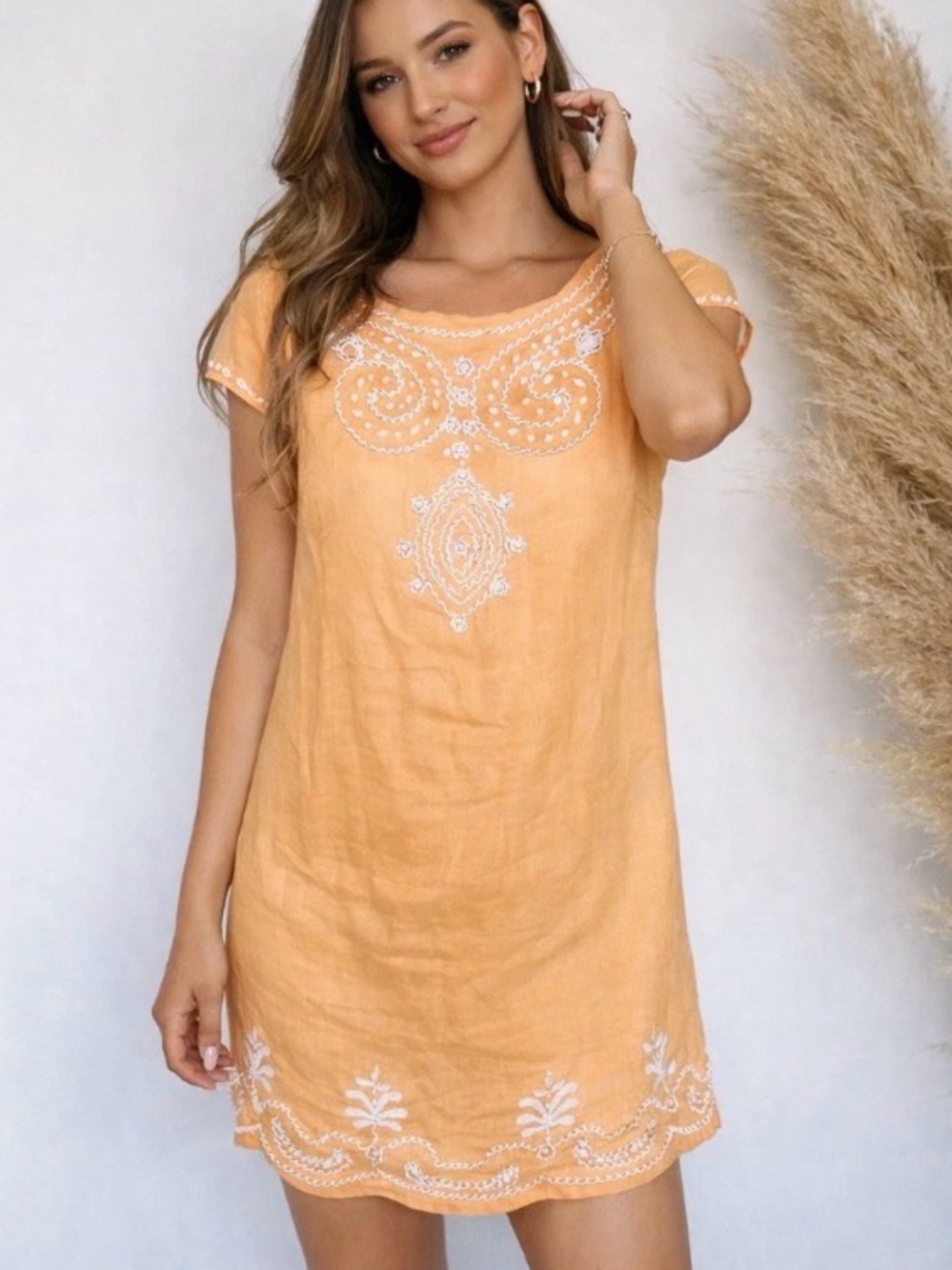 Lilly Pulitzer Rawley Linen Beaded Shift Dress Size 4
